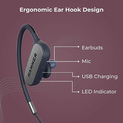 HAMMER Grip in The Ear Bluetooth Headphone with mic Blue HAMMER Grip in The Ear Bluetooth Headphone with mic Blue